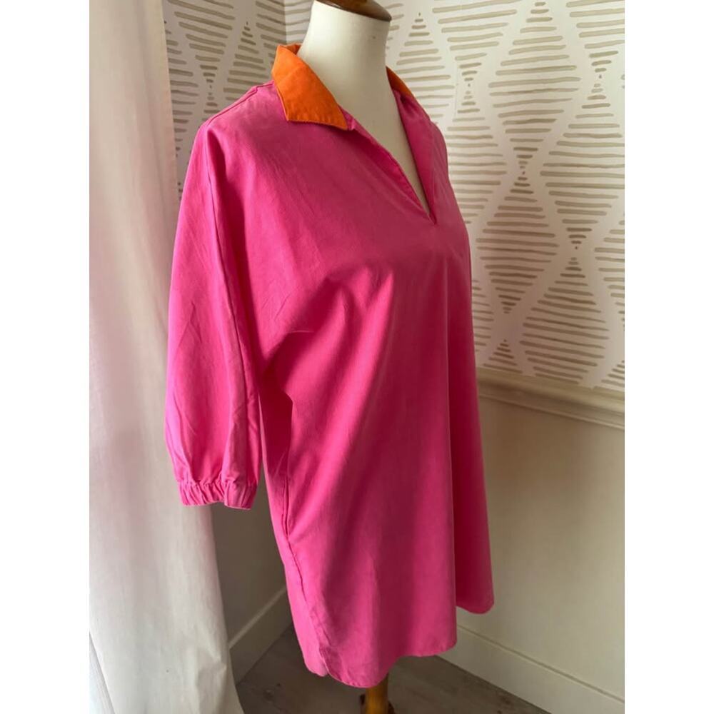 Caryn Lawn Betsy Collar Corduroy Dress One Size Pink Orange NWT - Picture 8 of 10